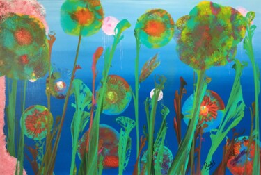 Schilderij getiteld "paradis sous-marin" door Rick Smith, Origineel Kunstwerk, Acryl Gemonteerd op Frame voor houten brancard