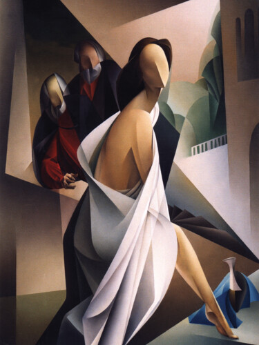 Painting titled "Susanna and old men" by Isaac Feldman, Original Artwork, Oil