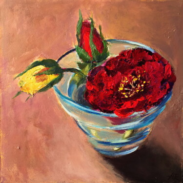 "Blue Glass And Roses" başlıklı Tablo Lena Ru tarafından, Orijinal sanat, Akrilik