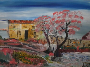 Peinture intitulée "Le Mas" par Pascal Jung, Œuvre d'art originale, Huile
