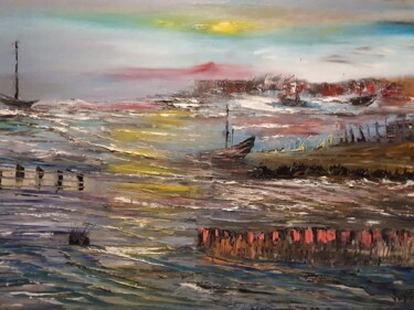 Peinture intitulée "Fisching place" par Pascal Jung, Œuvre d'art originale, Huile