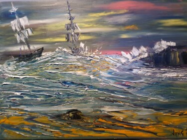 Peinture intitulée "Tempete" par Pascal Jung, Œuvre d'art originale, Huile