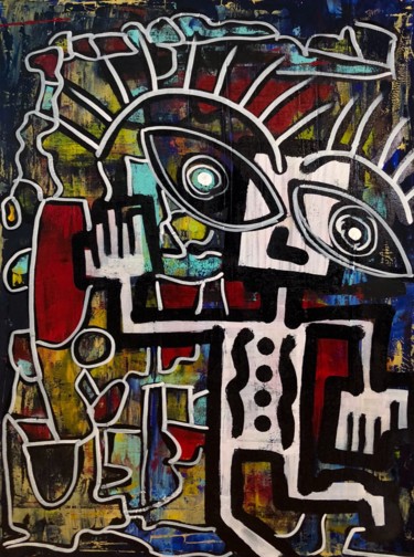 Painting titled "Robot 1" by Reyolenjoy, Original Artwork, Acrylic