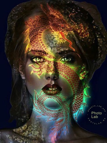 Photographie intitulée "Portrait mystérieux" par Florence Castelli Flofloyd, Œuvre d'art originale, Photographie manipulée