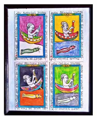 제목이 "CONNAISSANCE DU MON…"인 그림 Frederic Bruly Bouabré로, 원작, 볼펜