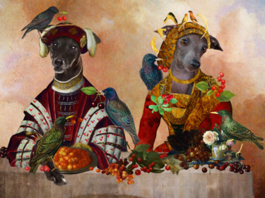 数字艺术 标题为“Italian Greyhound C…” 由Nobilitydogs, 原创艺术品, 数字油画