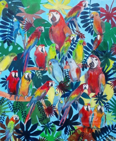 Peinture intitulée "Une belle famille" par Marie Andrée Hembert, Œuvre d'art originale, Huile