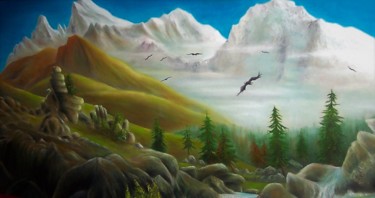 Peinture intitulée "Alpages" par Claude Maguet, Œuvre d'art originale, Huile