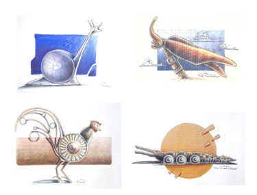 图画 标题为“Assemblage croquis…” 由Jean-Luc Lacroix (JL LACROIX), 原创艺术品, 丙烯