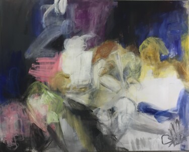 déjeuner sur l herbe - la nuit Peinture intitulée "déjeuner sur l herb…" par Christiane Sottile, Œuvre d'art originale, Pigments