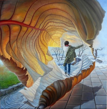 Painting titled "Do not wait for May" by Gyuri Lohmuller, Original Artwork, Oil Mounted on Wood Stretcher frame