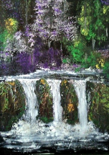 Peinture intitulée "La source" par Cathya, Œuvre d'art originale, Acrylique Monté sur Carton