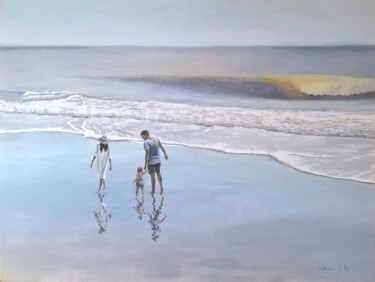 Painting titled "Reflets en bord de…" by Nathalie Si Pié, Original Artwork, Acrylic