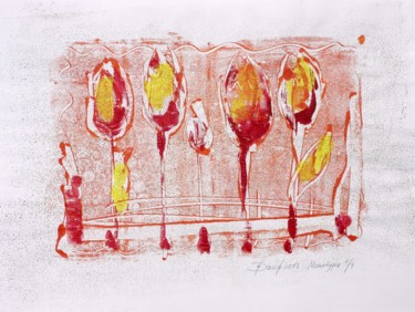 Printmaking titled "Monotypie Tulpen" by Olga David, Original Artwork, Monotype