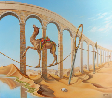 Painting titled "The rich man's heav…" by Gyuri Lohmuller, Original Artwork, Oil Mounted on Wood Stretcher frame