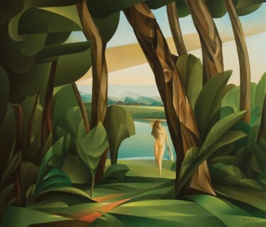 Painting titled "Eva" by Isaac Feldman, Original Artwork, Oil Mounted on Wood Stretcher frame