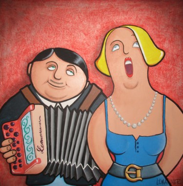 Peinture intitulée "La chanteuse du bal…" par Philippe Lemarinier, Œuvre d'art originale, Acrylique Monté sur Châssis en bois