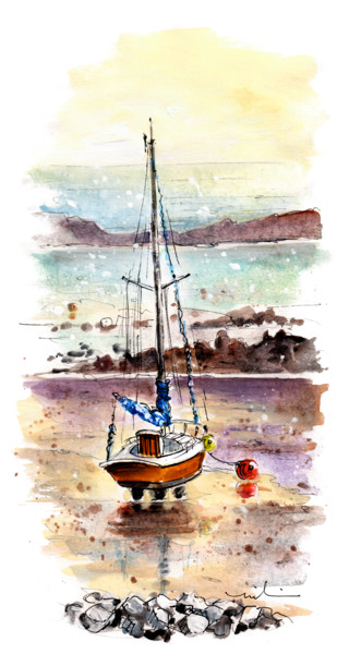 绘画 标题为“A Boat On Anglesey…” 由Miki De Goodaboom, 原创艺术品, 水彩