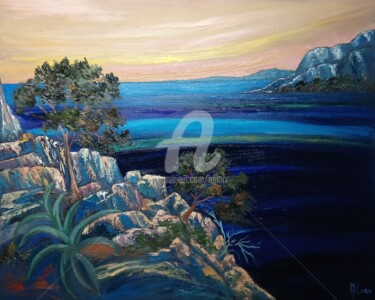 Peinture intitulée "Calanque de Sugiton" par Milorv, Œuvre d'art originale, Huile