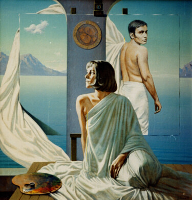 Картина под названием "Artist and model" - Sergey And Vera, Подлинное произведение искусства, Масло