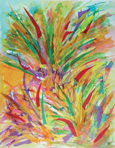 Painting titled "Les graminées" by Sandra Vigouroux, Original Artwork, Watercolor