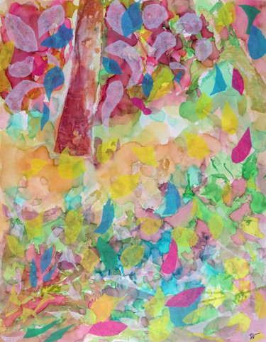 Près du grand arbre 2 Painting titled "Près du grand arbre…" by Sandra Vigouroux, Original Artwork, Watercolor