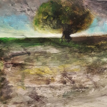 Painting titled ""Pluie de sable"" by Alain Tardieu, Original Artwork, Acrylic Mounted on Wood Stretcher frame
