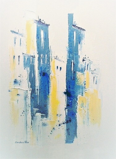 ALLEES DES MIMOSAS | Blue Vanilia Painting titled "ALLEES DES MIMOSAS…" by Cardoso Manu, Original Artwork, Oil Mounted on Wood Stretcher frame