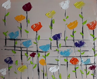 Peinture intitulée "Un jardin suspendu" par Christine Catrevaux, Œuvre d'art originale, Acrylique