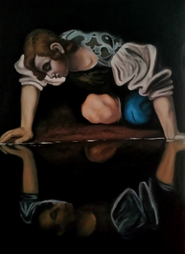 Painting titled "Copie de Narcisse,…" by Elodie Bedon, Original Artwork, Oil