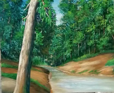 O rio e a floresta Peinture intitulée "O rio e a floresta" par Alex Carvalho, Œuvre d'art originale, Acrylique