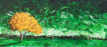 Malerei mit dem Titel "La forêt d'émeraude" von Bruno Lemasson, Original-Kunstwerk, Acryl