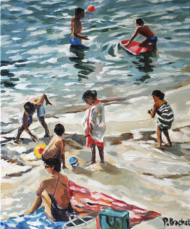 Peinture intitulée "Plage (suite)" par Pascal Brachet, Œuvre d'art originale, Huile