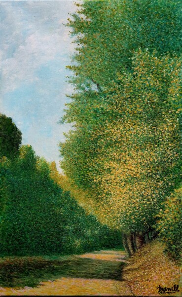 「VALLE DEGLI AMANTI」というタイトルの絵画 Domenico Ursilloによって, オリジナルのアートワーク, オイル ウッドストレッチャーフレームにマウント
