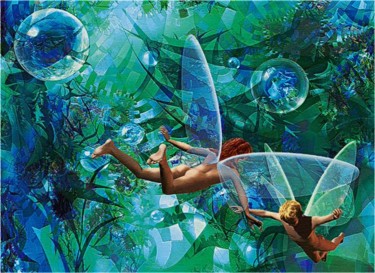 Peinture intitulée "FARFADETS" par Pix-Peinture Kabuki, Œuvre d'art originale, Huile