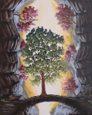 Painting titled "Au bout du tunnel" by Bruno Lemasson, Original Artwork, Acrylic