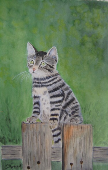 Painting titled ""de l'autre coté de…" by Patricia Giroldini Hyvernat, Original Artwork, Watercolor
