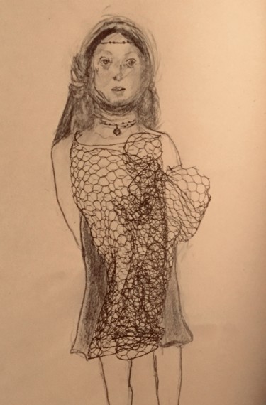 La robe filet Dessin intitulée "La robe filet" par Martine Swynghedauw, Œuvre d'art originale, Graphite