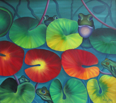 「Frogs」というタイトルの絵画 Vinko Hlebsによって, オリジナルのアートワーク, オイル