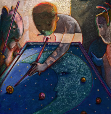 Pittura intitolato "- BETWEEN BILLIARDS…" da Carlo Salomoni, Opera d'arte originale, Acrilico Montato su Altro pannello rigi…