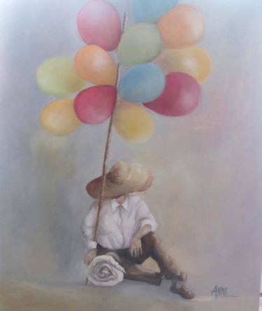 Malerei mit dem Titel "Les ballons" von Anne - Marie Menenteau, Original-Kunstwerk, Öl