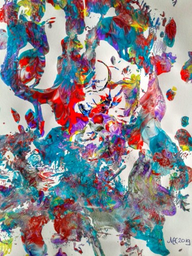 Schilderij getiteld "Colourexplosion 2" door Marianne Huizinga, Origineel Kunstwerk, Gouache