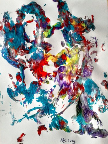 Schilderij getiteld "Colourexplosion 1" door Marianne Huizinga, Origineel Kunstwerk, Gouache