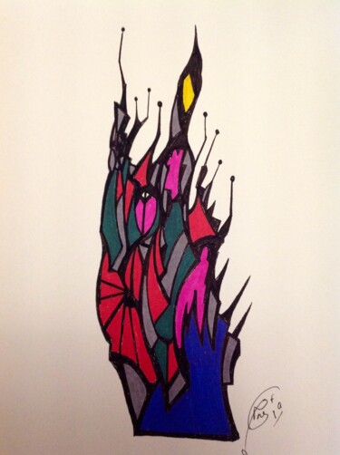 Dessin intitulée "HANDICAP" par Moreau Franck Didier, Œuvre d'art originale, Stylo gel