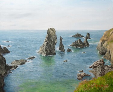 Les aiguilles de Port-Coton à Belle Ile en Mer Painting titled "Les aiguilles de Po…" by Michel De Ruyck, Original Artwork, Oil