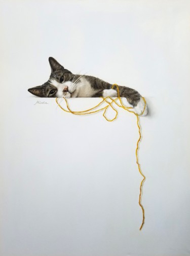 Schilderij getiteld "Does longing have i…" door Mirela, Origineel Kunstwerk, Olie Gemonteerd op Frame voor houten brancard