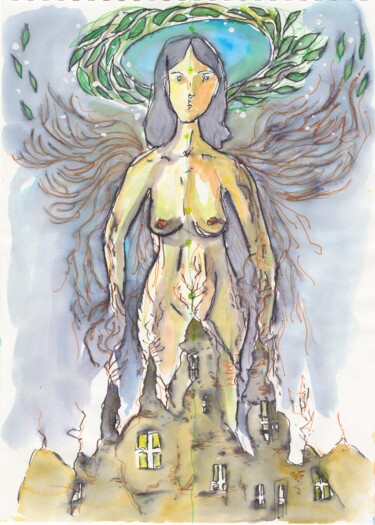 Peinture intitulée "Les Racines" par Audrey Denis, Œuvre d'art originale, Aquarelle