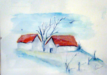 Peinture intitulée "lumière d'hiver" par Atelier Des Couleurs, Œuvre d'art originale, Aquarelle