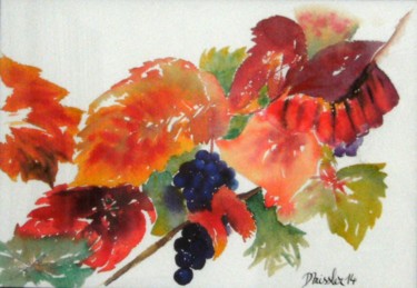 vigne Peinture intitulée "vigne" par Dominique Missler, Œuvre d'art originale, Aquarelle Monté sur Carton