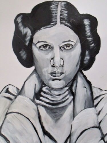 绘画 标题为“Princesse Leia (Car…” 由Valérie Barrett, 原创艺术品, 丙烯 安装在木板上